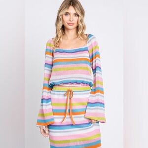 GeeGee Multi Color Knit Top & Skirt Set, 1XL